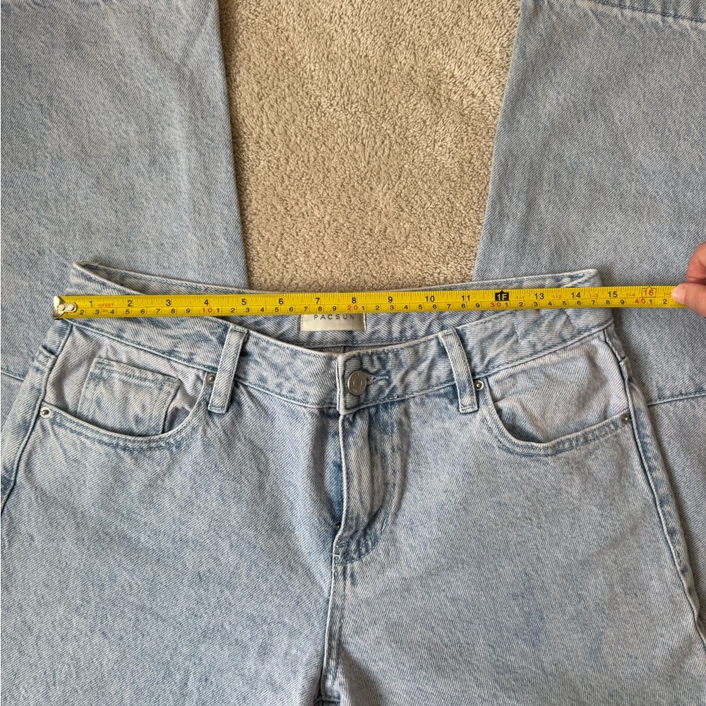 PacSun Eco Light Indigo Seamed Low Rise Baggy Jeans- Size 27 - Picture 5 of 9